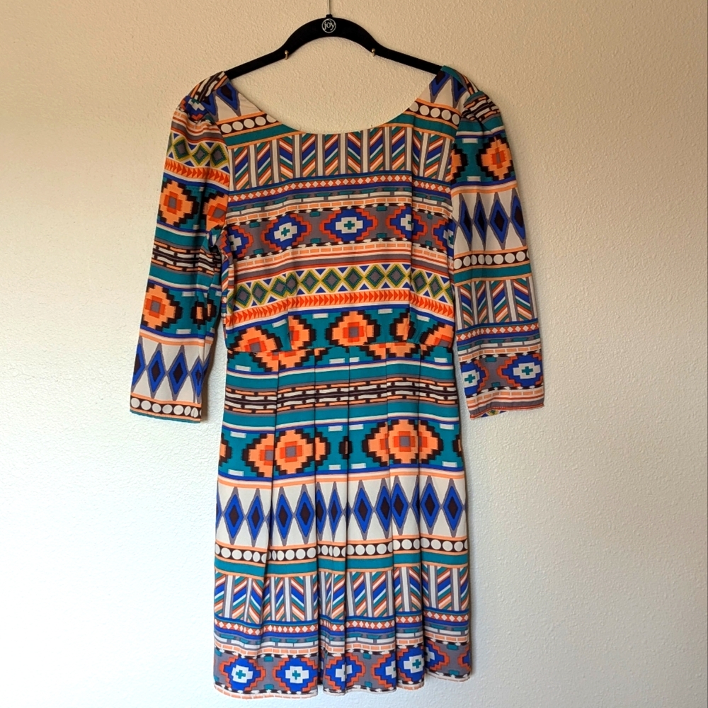 Exquisite Southwestern Style Colorful Shift Dress Size S